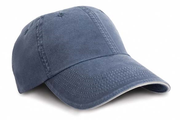 Washed fine line cotton cap with sandwich peak